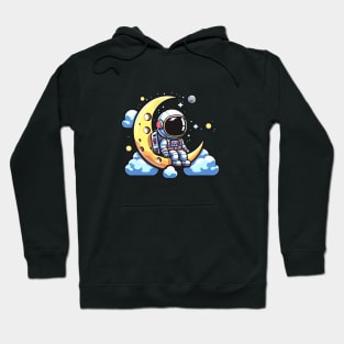 Cute astronaut on the moon Hoodie